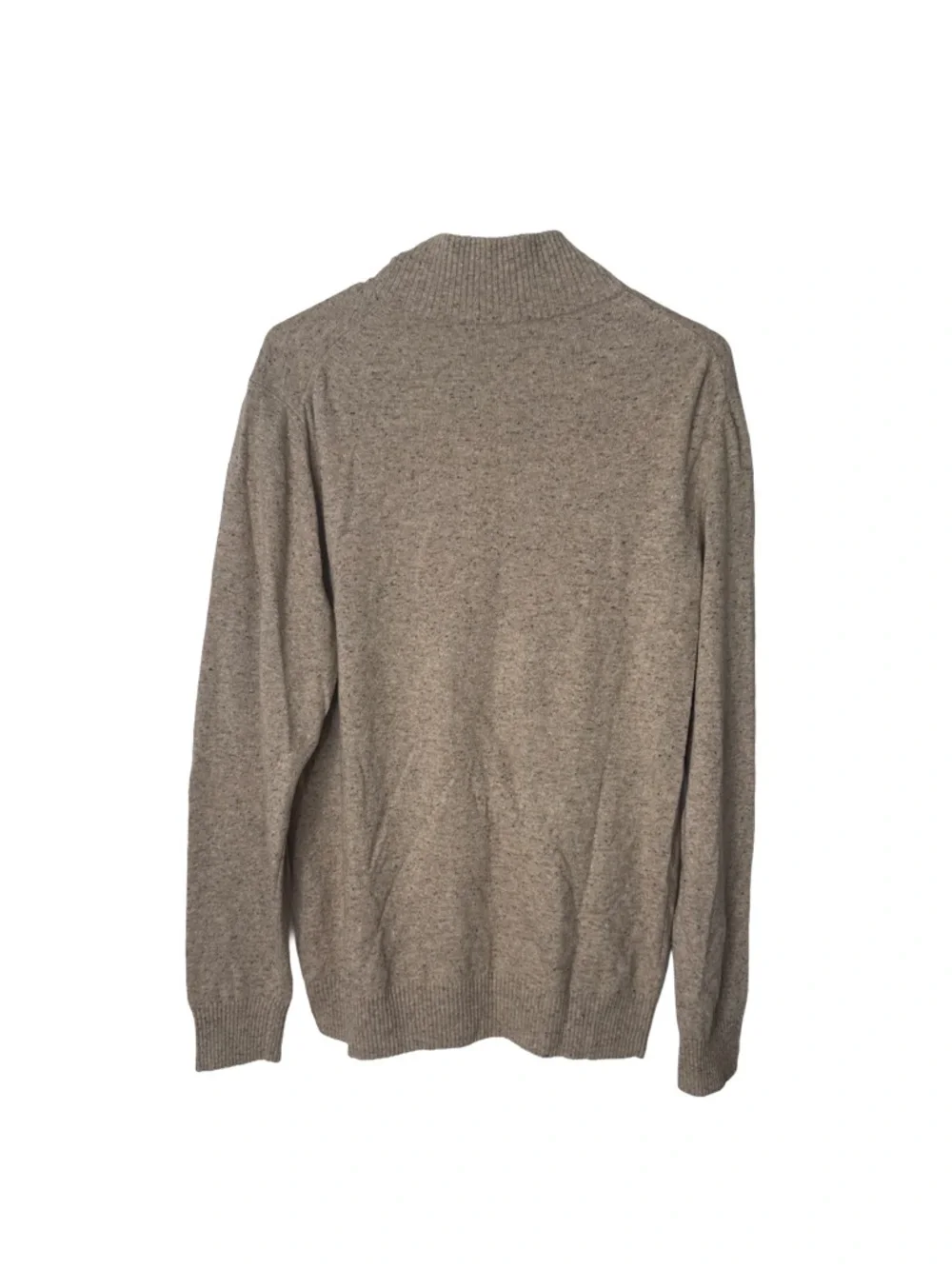 EMI MAGLIA Men's 1/4 Zip Pullover Sweater Tan Wool Silk Luxury Classic Heathered